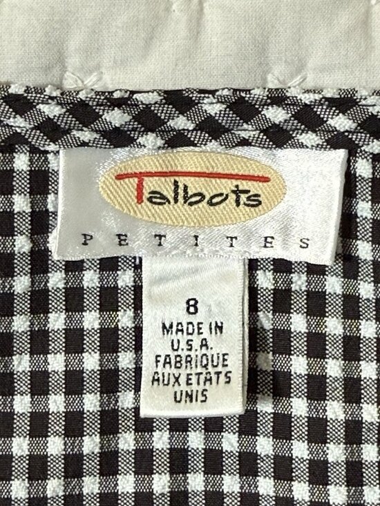 Talbots Women’s Black And White Gingham Sleeveless Shift Dress Sz 8 - Picture 3 of 4